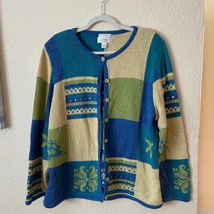 CJ Banks Colorful Winter Cardigan